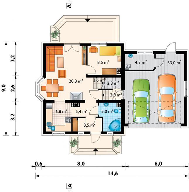 Rzut parteru POW. 95,2 m²