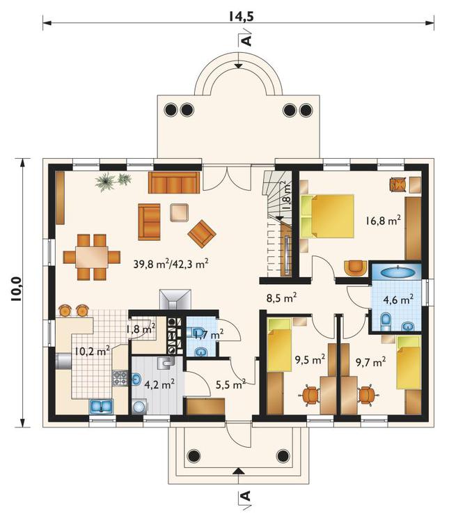 Rzut parteru POW. 116,6 m²