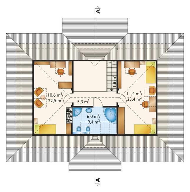 Rzut poddasza POW. 62,4 m²