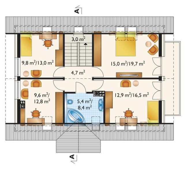 Rzut poddasza POW. 78,1 m²