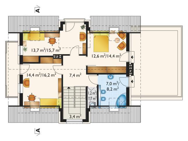 Rzut poddasza POW. 67,0 m²