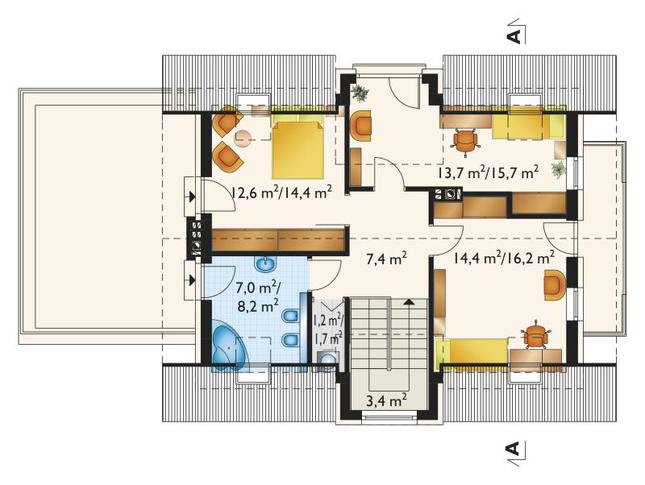 Rzut poddasza lustro POW. 67,0 m²