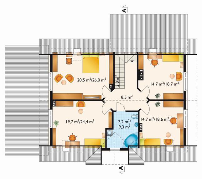 Rzut poddasza POW. 108,4 m²