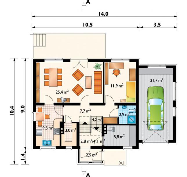 Rzut parteru POW. 98,7 m²