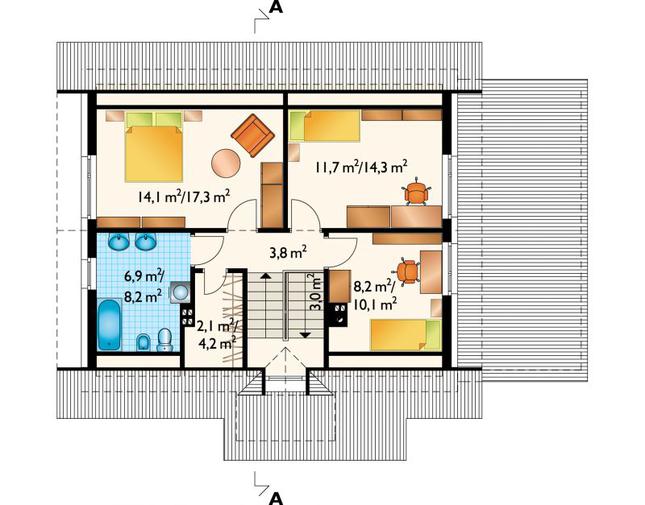 Rzut poddasza POW. 60,9 m²