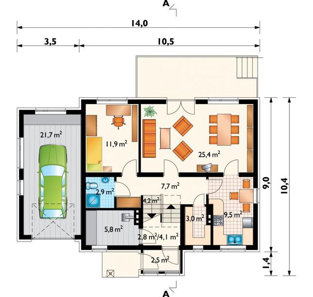 Rzut parteru lustro POW. 98,7 m²