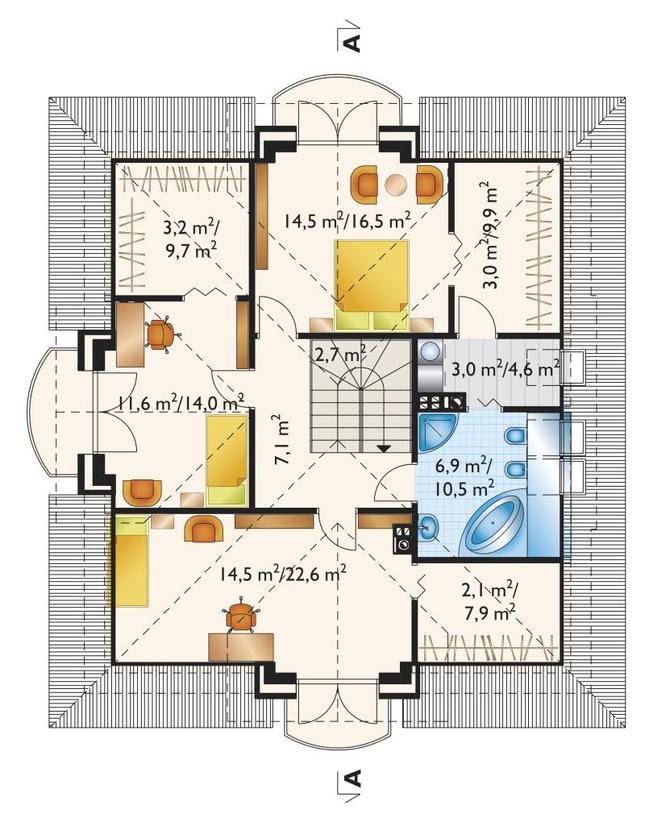 Rzut poddasza POW. 105,5 m²