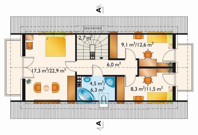 Rzut poddasza POW. 62,0 m²