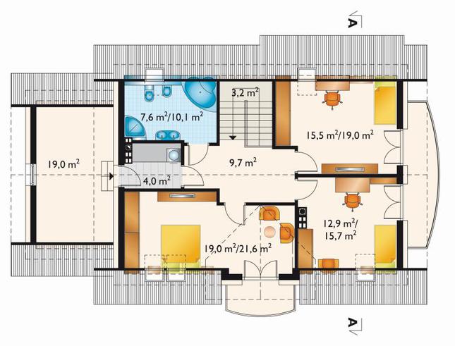 Rzut poddasza lustro POW. 83,3 m²