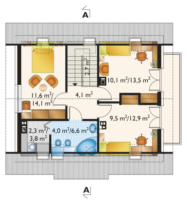Rzut poddasza POW. 57,7 m²