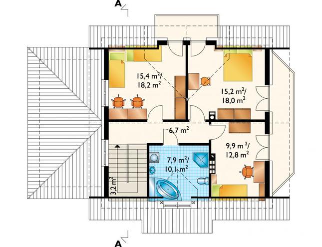 Rzut poddasza POW. 69,0 m²