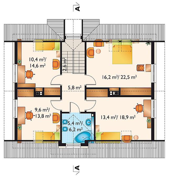 Rzut poddasza POW. 84,3 m²