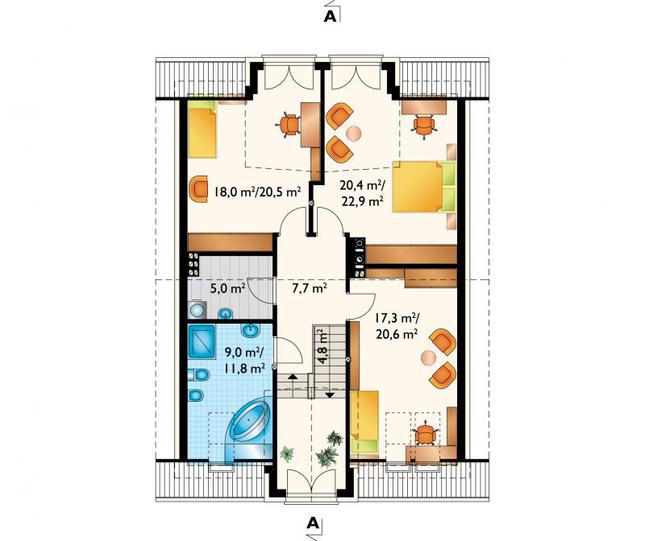 Rzut poddasza POW. 93,3 m²
