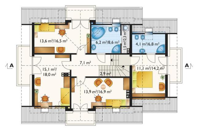 Rzut poddasza POW. 93,3 m²