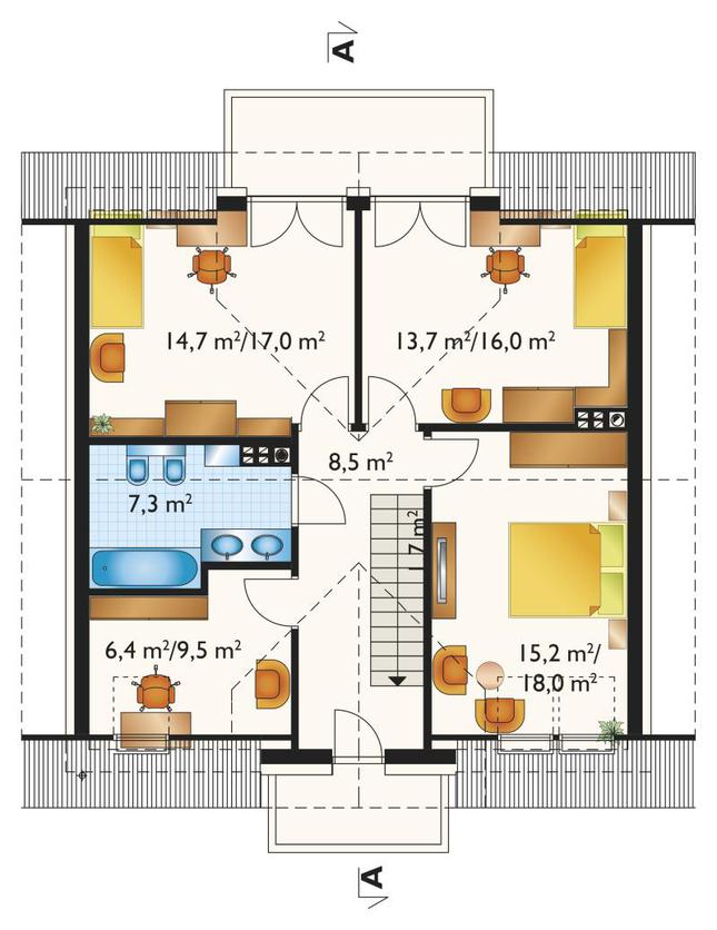 Rzut poddasza lustro POW. 78,0 m²