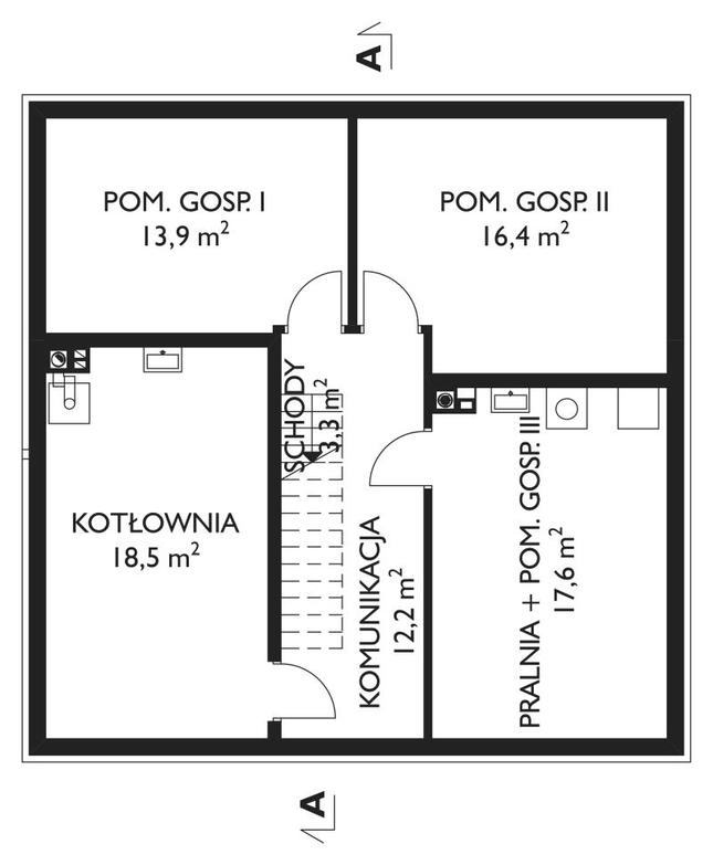 Rzut piwnicy POW. 81,9 m²
