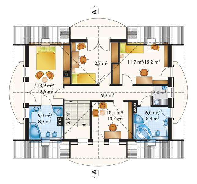 Rzut poddasza POW. 87,1 m²