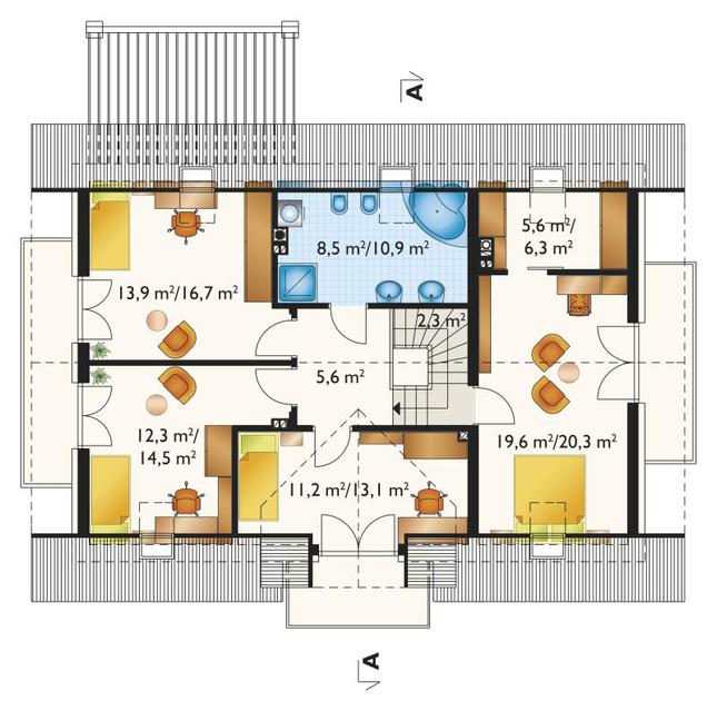 Rzut poddasza lustro POW. 89,7 m²