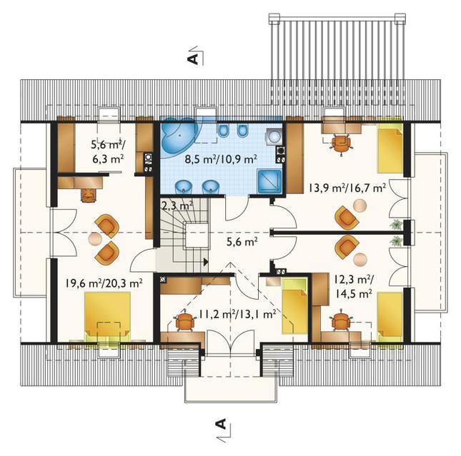 Rzut poddasza POW. 89,7 m²