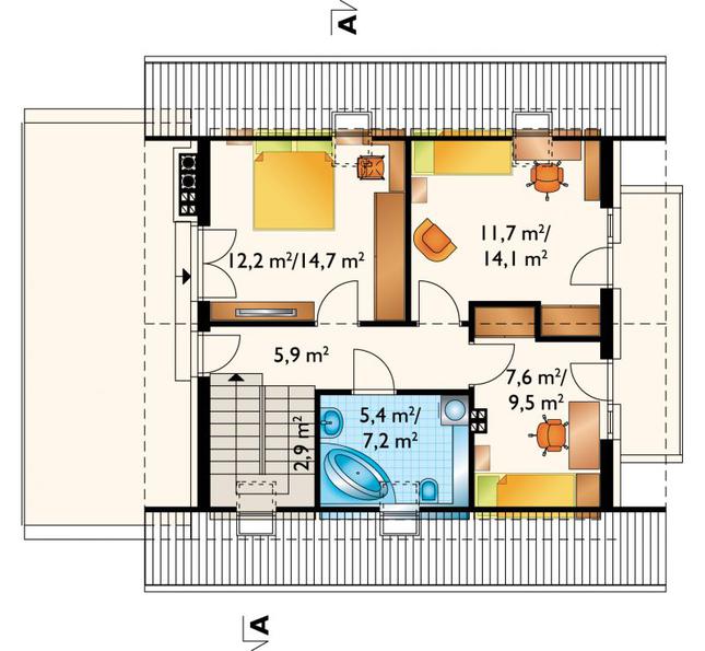 Rzut poddasza POW. 54,3 m²