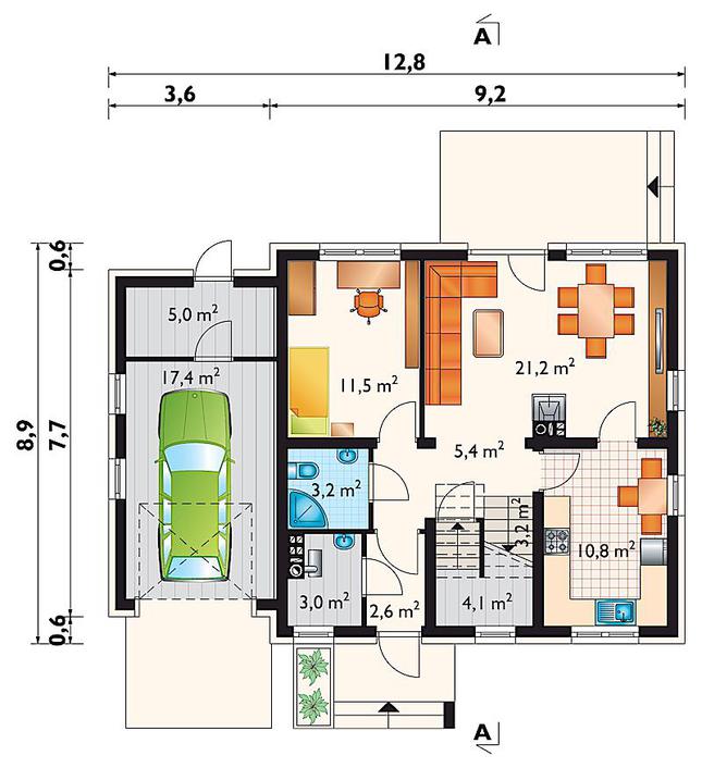 Rzut parteru lustro POW. 87,3 m²