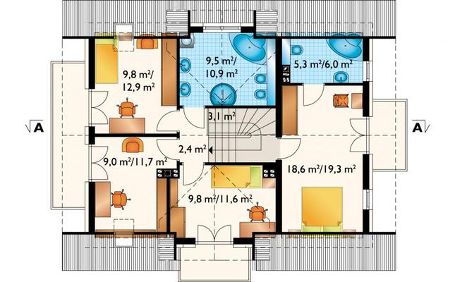 Rzut poddasza POW. 76,6 m²