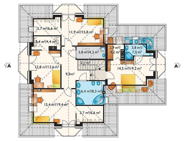 Rzut poddasza POW. 122,4 m²