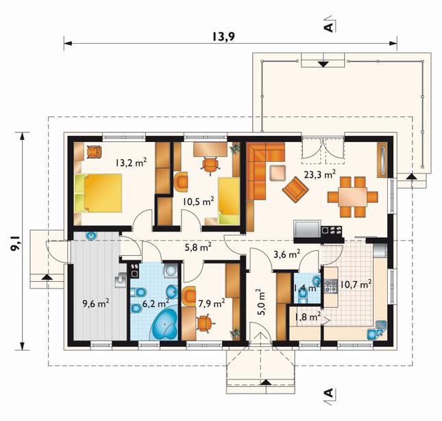 Rzut parteru POW. 99,0 m²