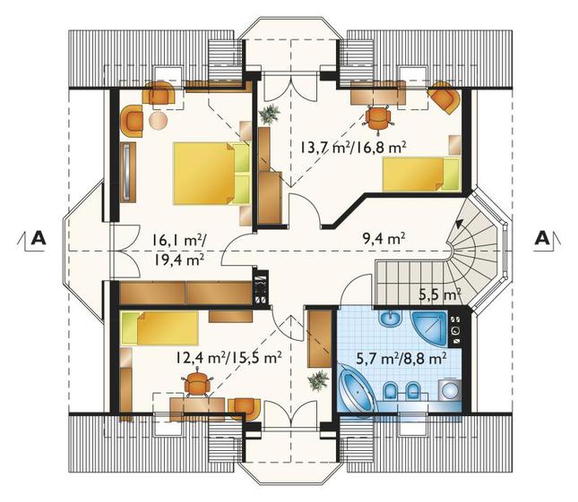 Rzut poddasza POW. 72,6 m²