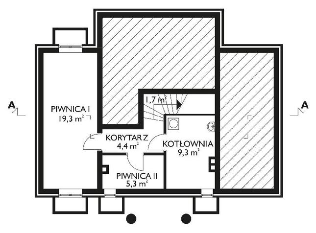 Rzut piwnicy POW. 40,3 m²