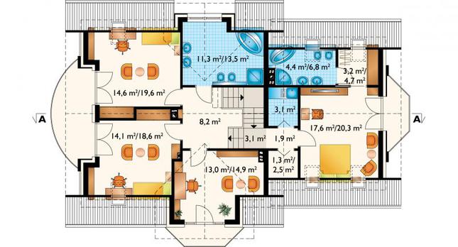Rzut poddasza POW. 117,2 m²