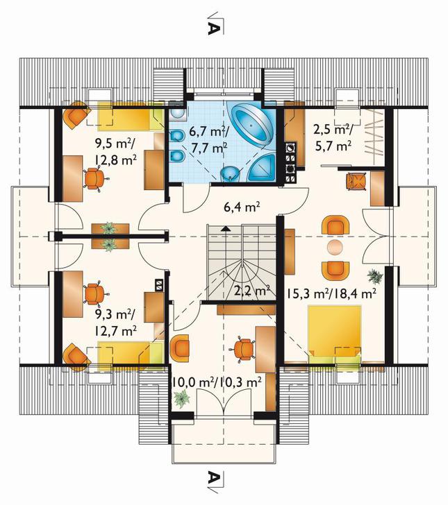 Rzut poddasza lustro POW. 76,2 m²