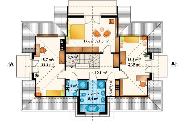 Rzut poddasza lustro POW. 92,6 m²