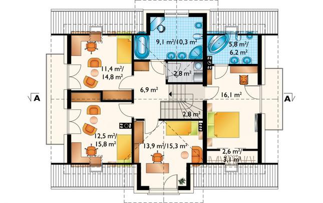 Rzut poddasza POW. 94,1 m²