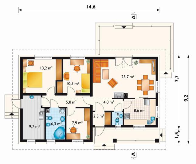 Rzut parteru POW. 95,6 m²
