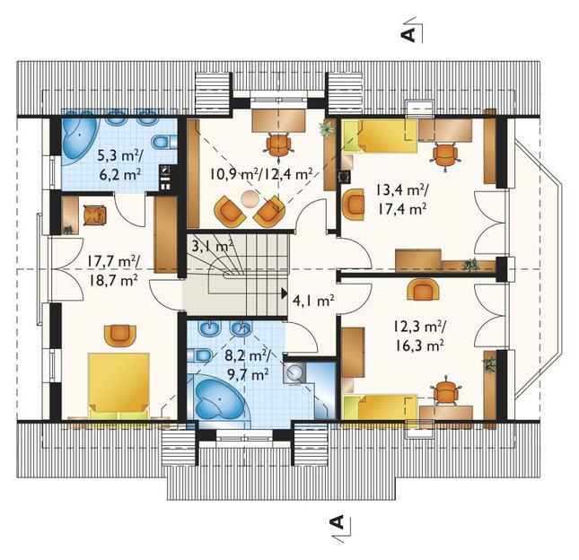 Rzut poddasza lustro POW. 87,9 m²