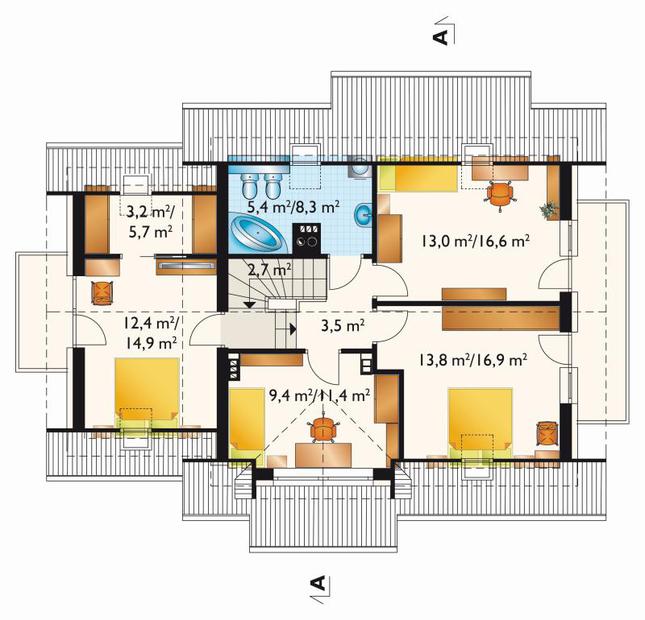 Rzut poddasza POW. 80,0 m²