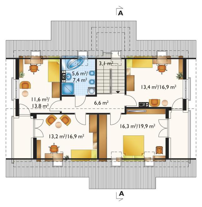 Rzut poddasza POW. 84,6 m²