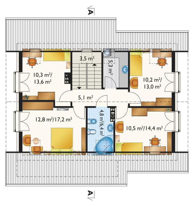 Rzut poddasza lustro POW. 78,5 m²
