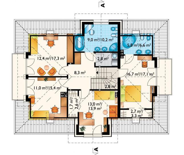 Rzut poddasza POW. 100,3 m²