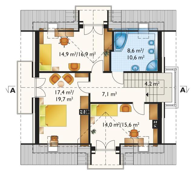Rzut poddasza POW. 72,6 m²