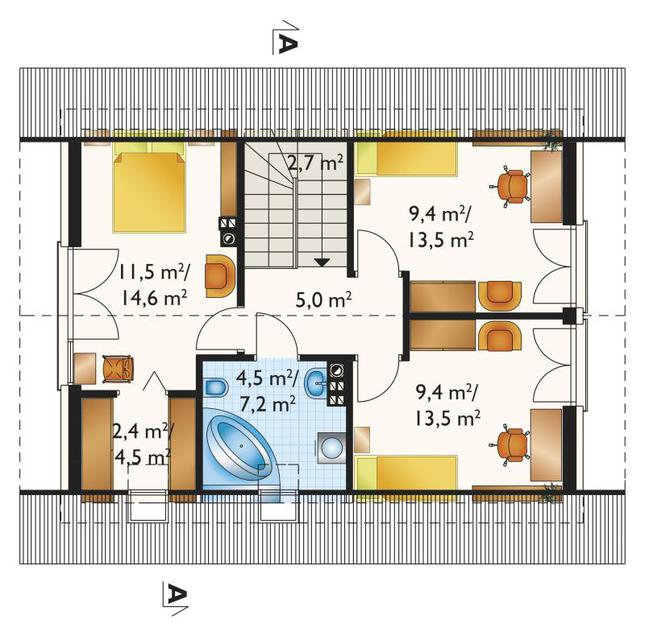 Rzut poddasza POW. 61,0 m²