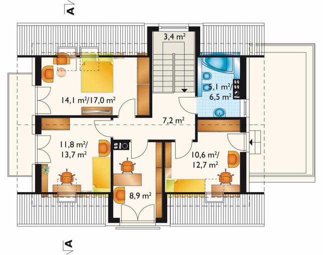 Rzut poddasza POW. 69,4 m²