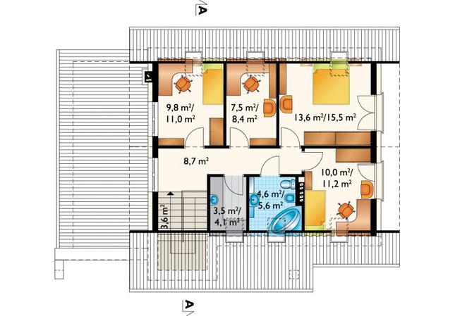 Rzut poddasza lustro POW. 68,1 m²