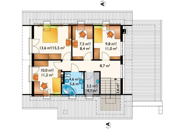 Rzut poddasza POW. 68,1 m²