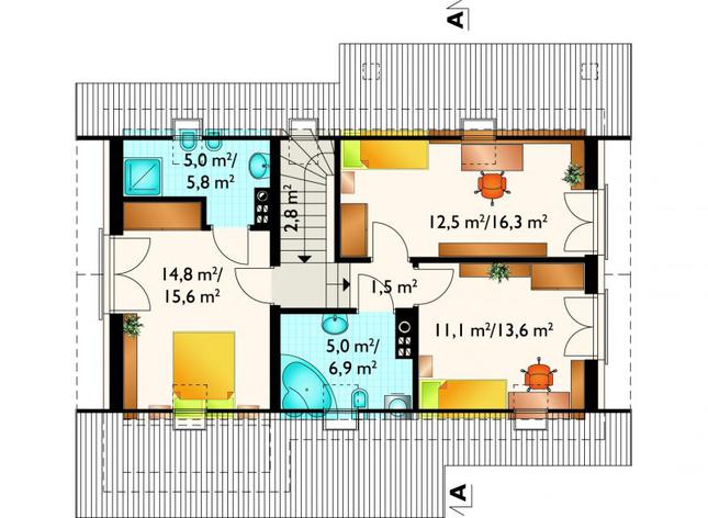 Rzut poddasza POW. 62,5 m²