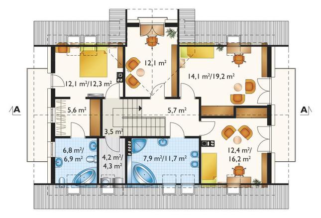 Rzut poddasza lustro POW. 97,5 m²