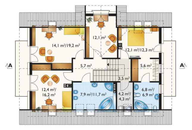 Rzut poddasza POW. 97,5 m²