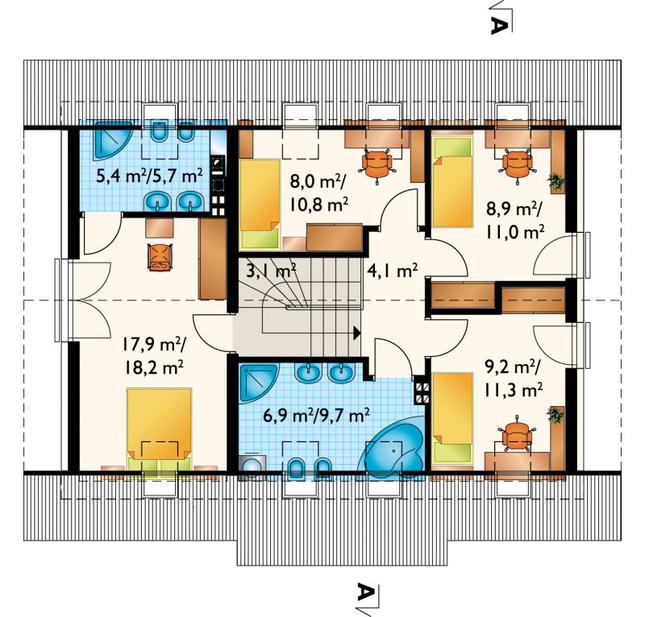 Rzut poddasza lustro POW. 73,9 m²