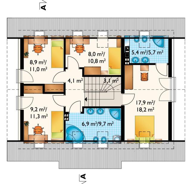 Rzut poddasza POW. 73,9 m²